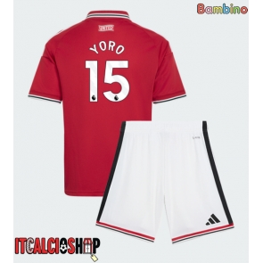 Manchester United Leny Yoro #15 Prima Maglia Bambino 2026-27 Manica Corta (+ Pantaloni corti)